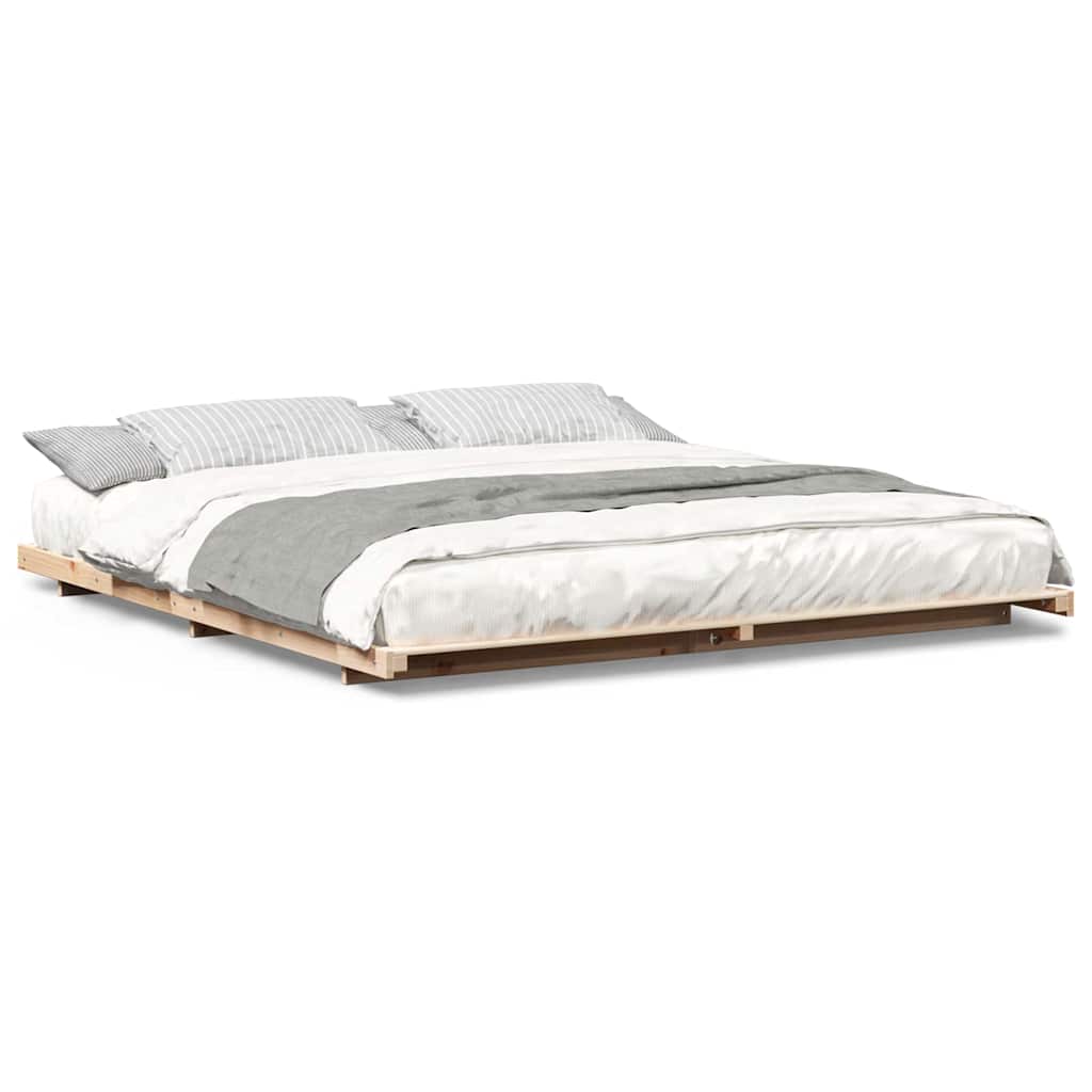 Bodenbettgestell Braun 200 x 220 cm Massivholz Kiefer