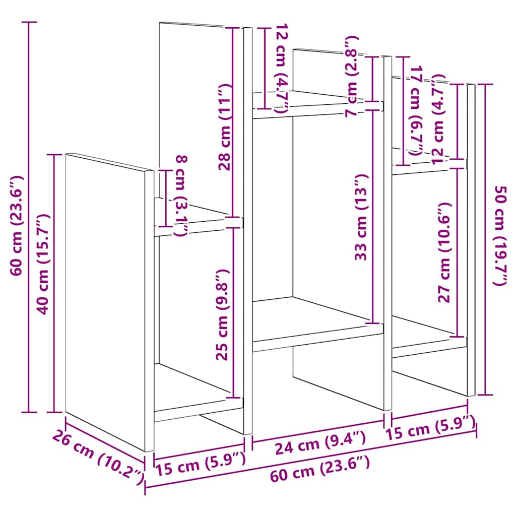 Beistellschrank Schwarz Eichen-Optik 60 x 26 x 60 cm