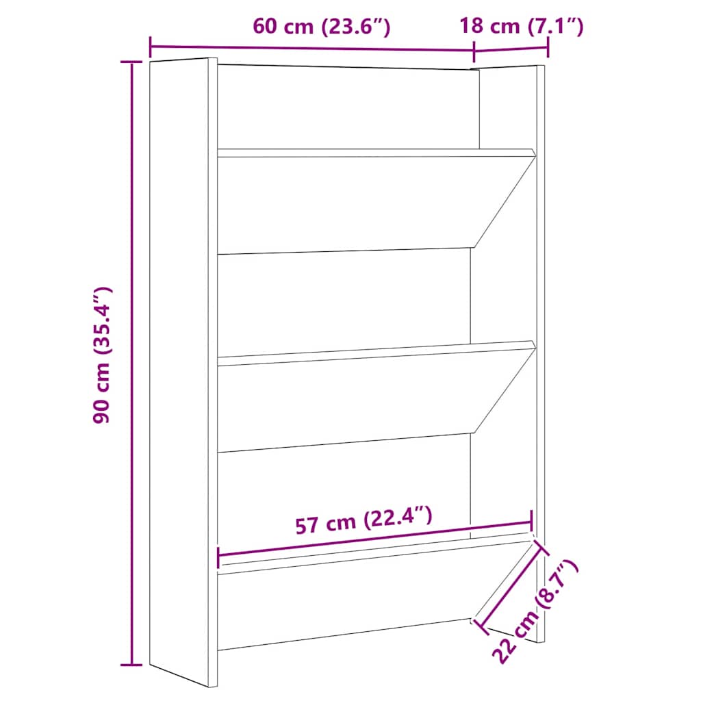 Wandschuhschrank Altholz 60 x 18 x 90 cm Holzwerkstoff