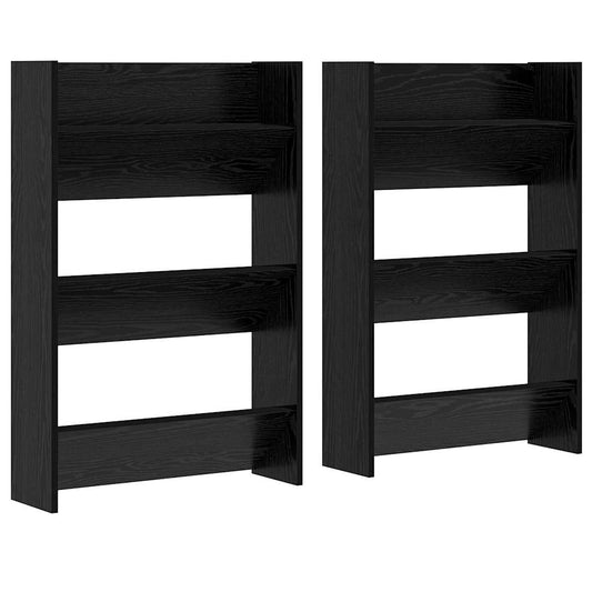 Wandschuhschrank 2 pcs Schwarz Eichen-Optik 60 x 18 x 90 cm