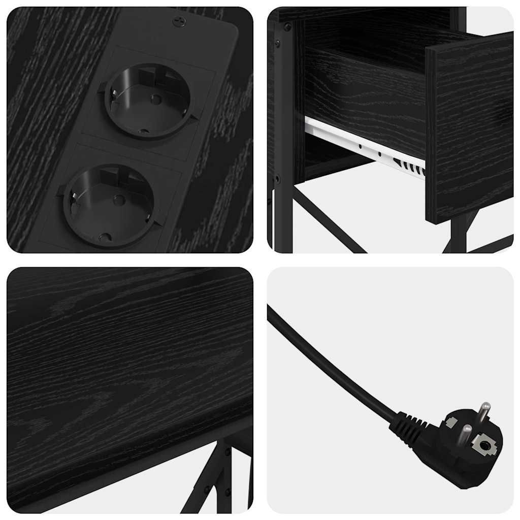 Schreibtisch mit Regal Schwarz Eichen-Optik 120 x 79 x 86.5 cm