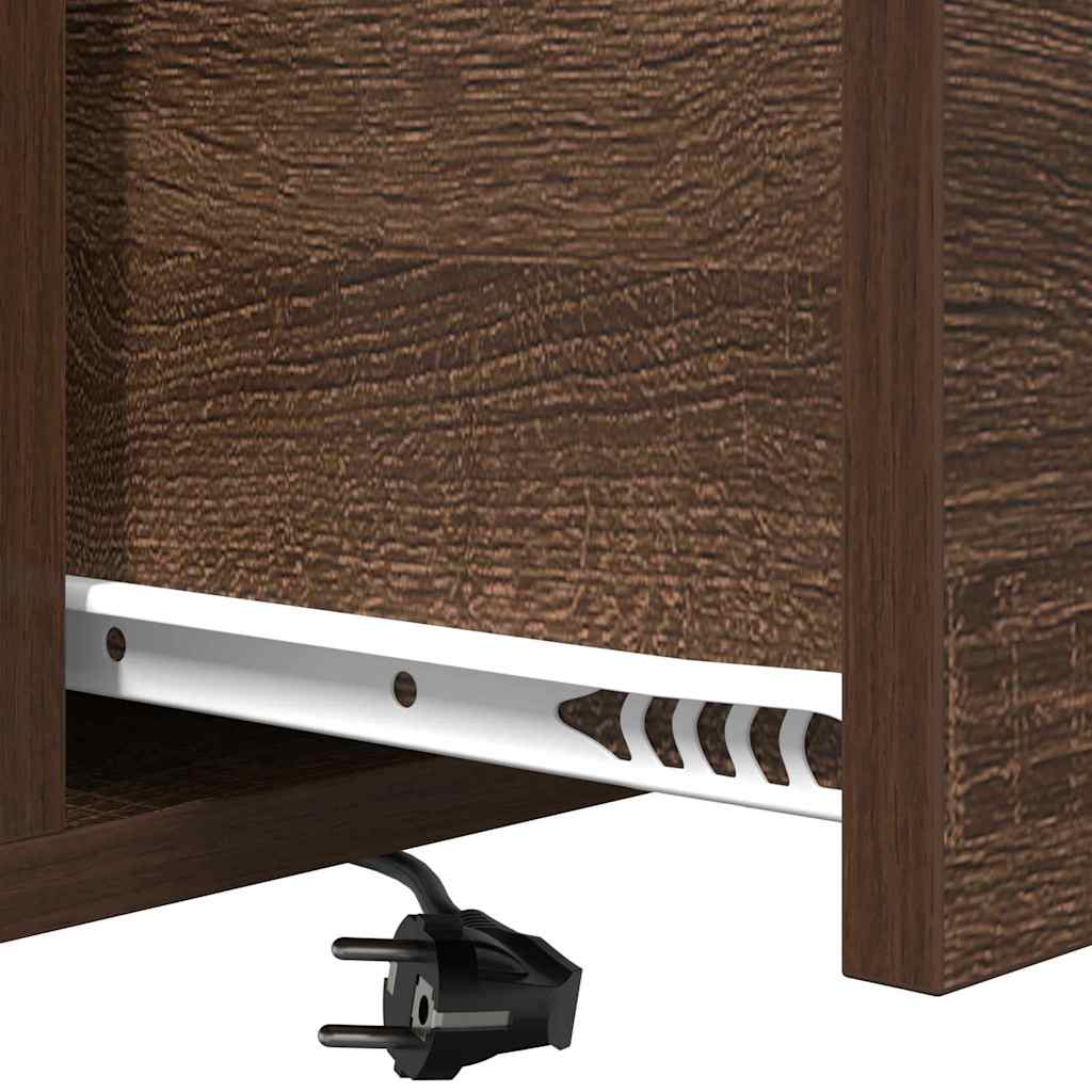 Nachttisch mit Ladestation Braun Eichen-Optik Holzwerkstoff