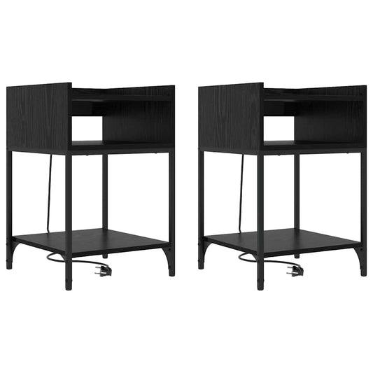 Nachttisch mit Regal 2 pcs Schwarz Eichen-Optik 40 x 40 x 61 cm