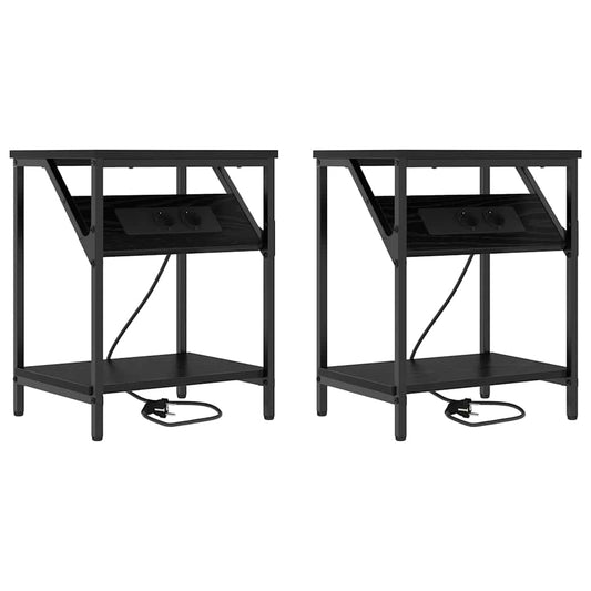 Nachttisch 2 pcs Schwarze Eiche 38 x 30 x 48 cm Holzwerkstoff