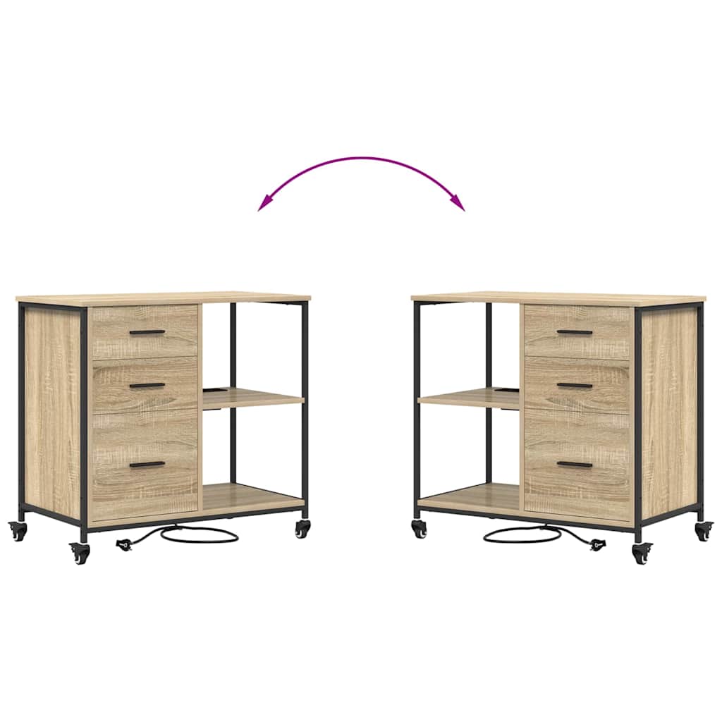 Büroschrank mit Rad Sonoma Eiche 76 x 41 x 72 cm Holzwerkstoff