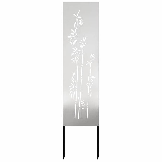 Garten Sichtschutz-Leinwand Floral Silber 32 x 140 cm Edelstahl