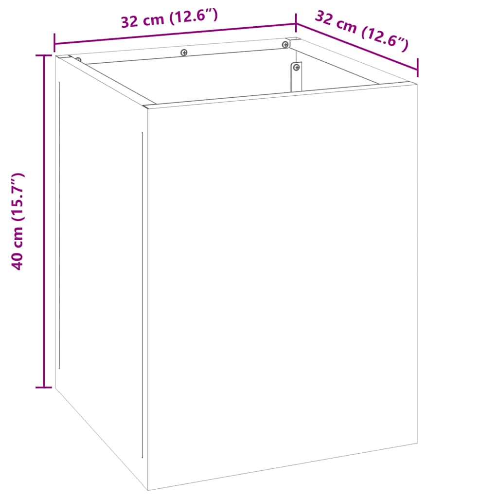 Gartenblumentopf Braun 32 x 32 x 40 cm Wetterfestes Stahl