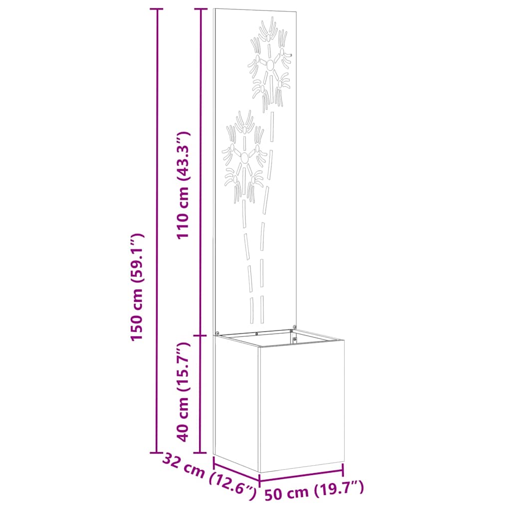 Garten Sichtschutz-Leinwand Floral Anthrazit 32 x 140 cm
