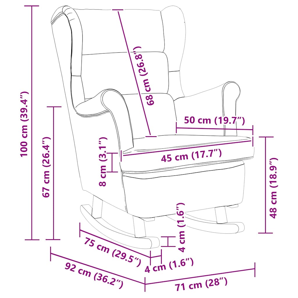 Schaukelstuhl 71 x 92 x 100 cm 100% Polyester Sperrholz