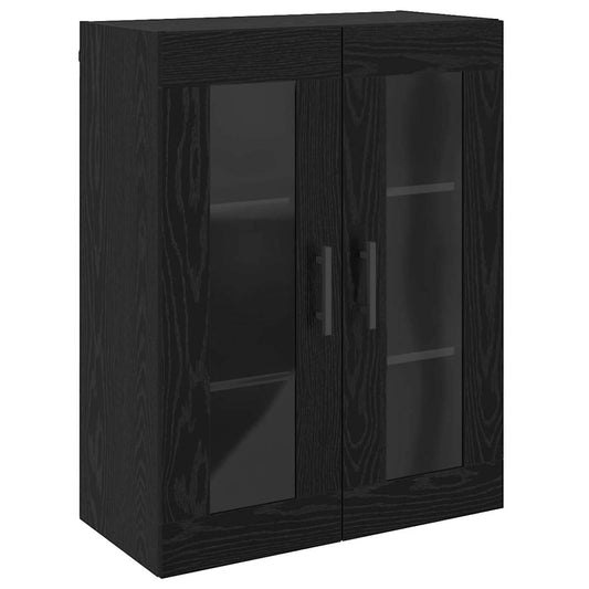 Wandschrank Wandmontiert Schwarz Eichen-Optik 69.5 x 34 x 90 cm