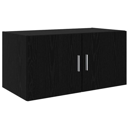 Wandschrank Wandmontiert Schwarz Eichen-Optik 80 x 42,5 x 40 cm