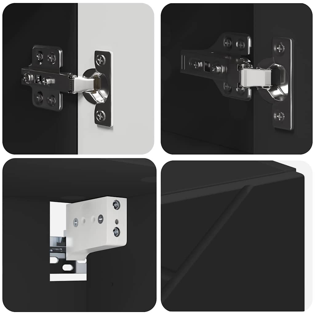 Badezimmermöbel-Set mit Tür 5 pcs Schwarz Sperrholz und Metall