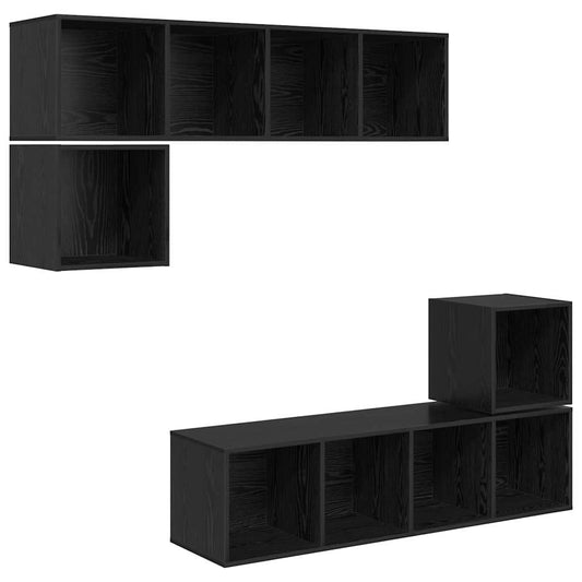 TV-Schrankset 4 pcs Schwarz Eichen-Optik Holzwerkstoff