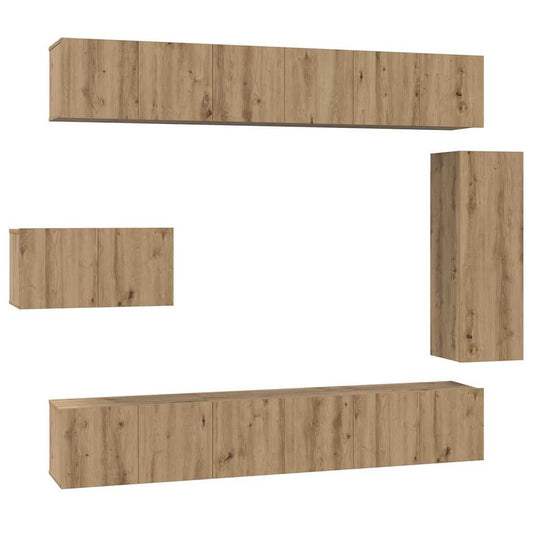 TV-Schrankset Wandmontiert 8 pcs Artisan-Eiche Holzwerkstoff