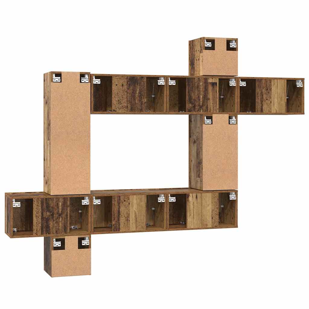 TV-Schrankset Wandmontiert 10 pcs Altholz Holzwerkstoff