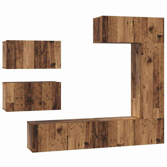 TV-Schrankset Wandmontiert 6 pcs Altholz Holzwerkstoff