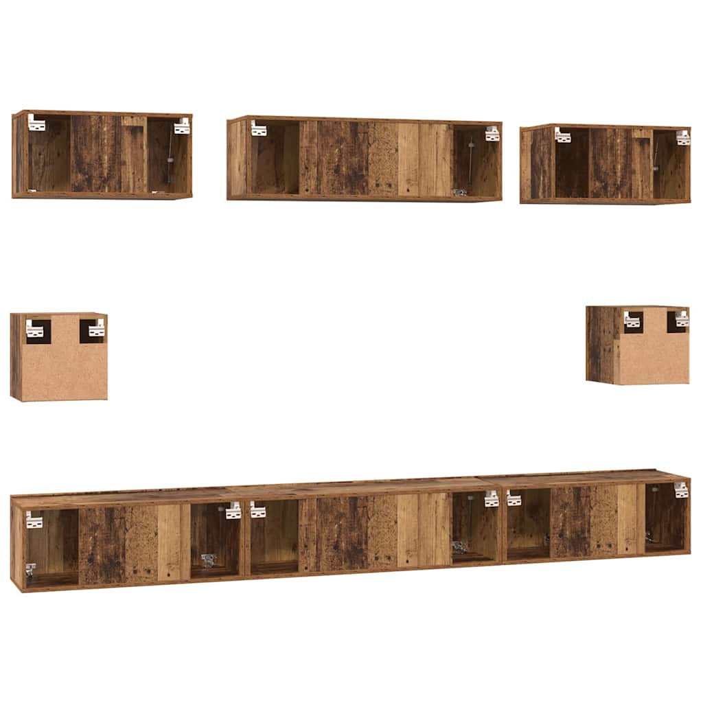 TV-Schrankset Wandmontiert 8 pcs Altholz Holzwerkstoff