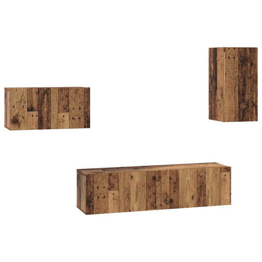 TV-Schrankset mit Schubladen 4 pcs Altholz Holzwerkstoff