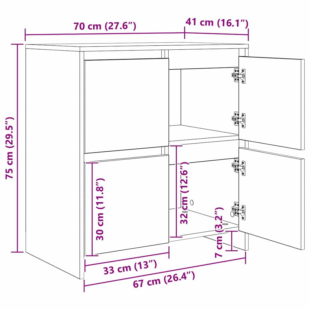 Sideboards 2 pcs Artisan-Eiche 70 x 41 x 75 cm Holzwerkstoff