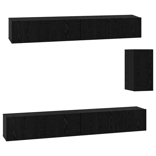 Wand-TV-Schrank 3 pcs Schwarz Eichen-Optik Holzwerkstoff