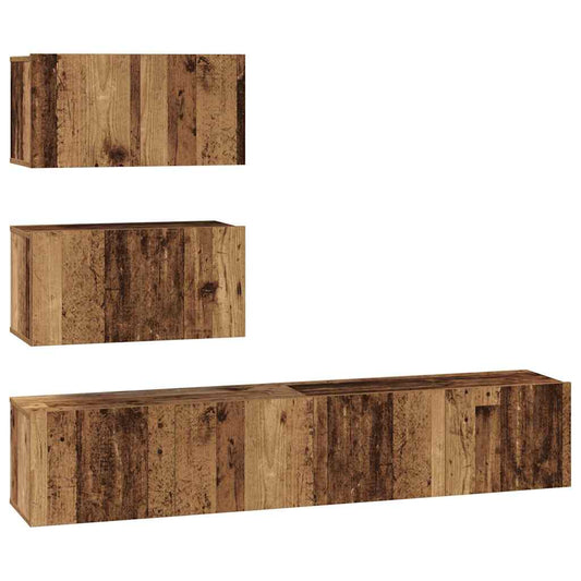 TV-Schrankset Wandmontiert 4 pcs Altholz Holzwerkstoff