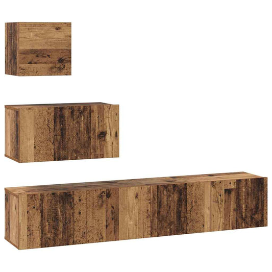 TV-Schrankset Wandmontiert 4 pcs Altholz Holzwerkstoff