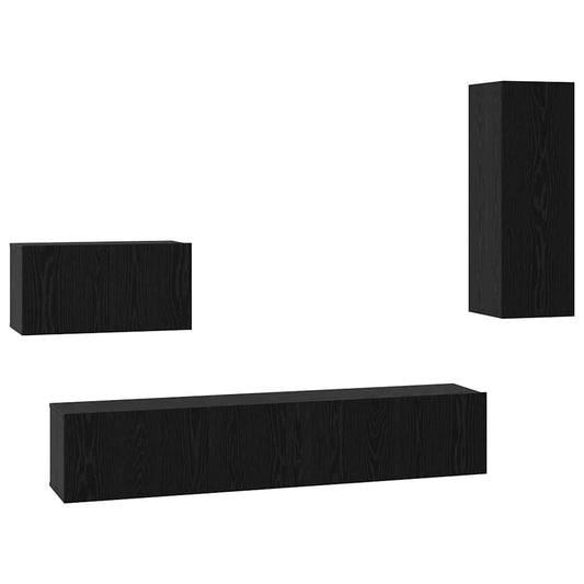 Wand-TV-Schrank 4 pcs Schwarz Eichen-Optik Holzwerkstoff