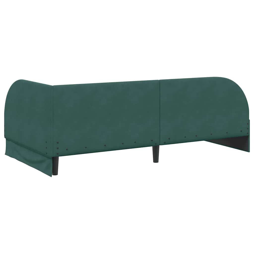 Eckbettgestell mit Kopfteil Dunkelgrün 90 x 190 cm Samt