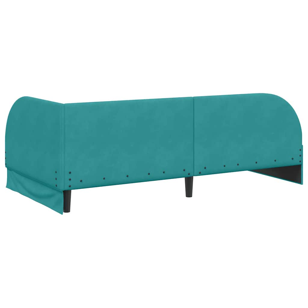 Eckbettgestell mit Kopfteil Türkis 90 x 190 cm Samt