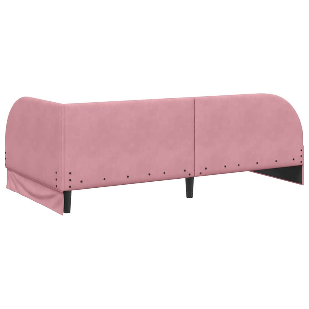 Eckbettgestell mit Kopfteil Rosa 100 x 200 cm Samt