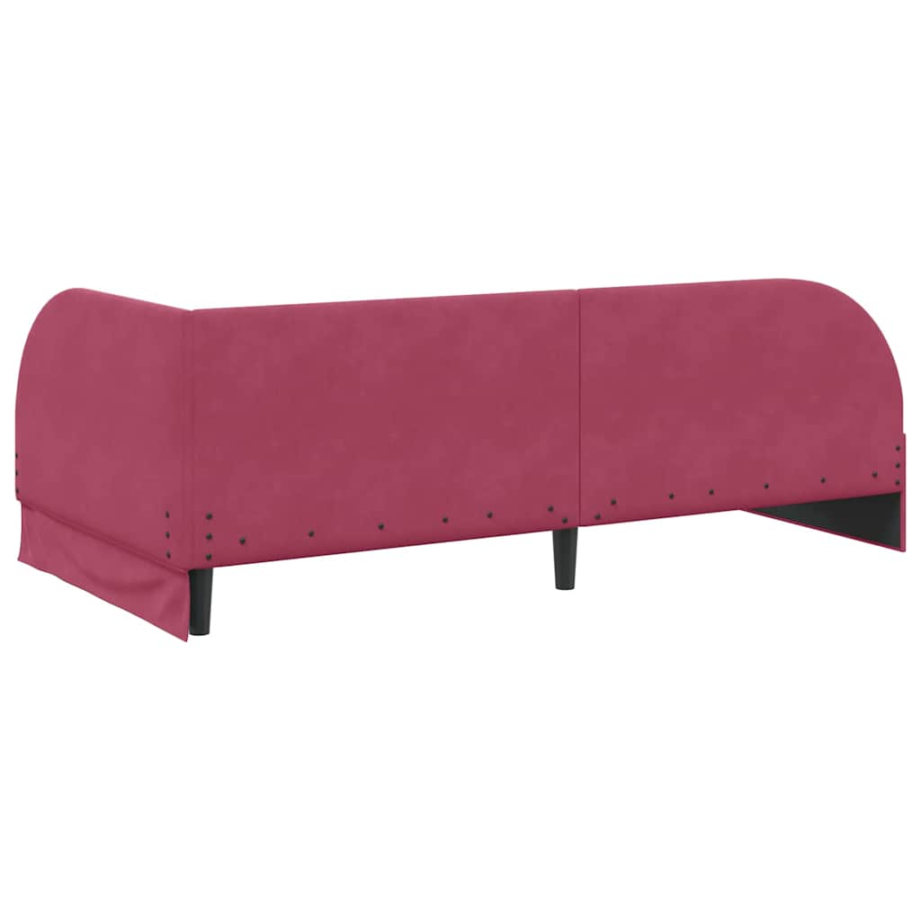 Eckbettgestell mit Kopfteil Weinrot 100 x 200 cm Samt