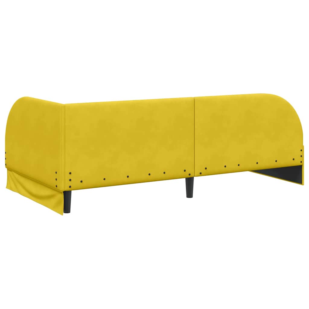 Eckbettgestell mit Kopfteil Gelb 100 x 200 cm Samt