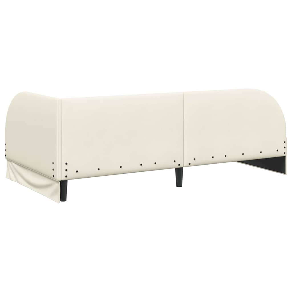 Eckbettgestell mit Kopfteil Creme 100 x 200 cm Samt