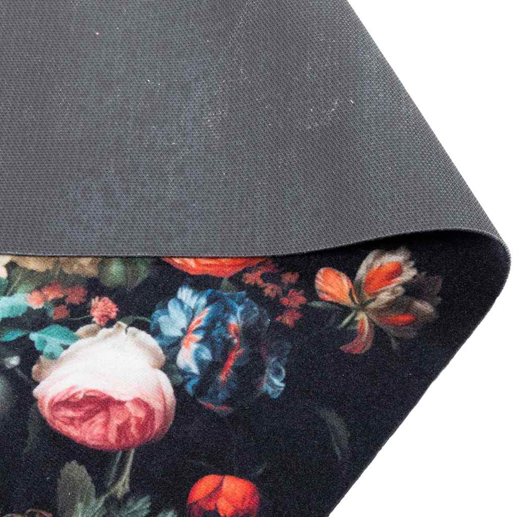 Küchenmatte Floral Schwarz 150 x 45 cm Samt