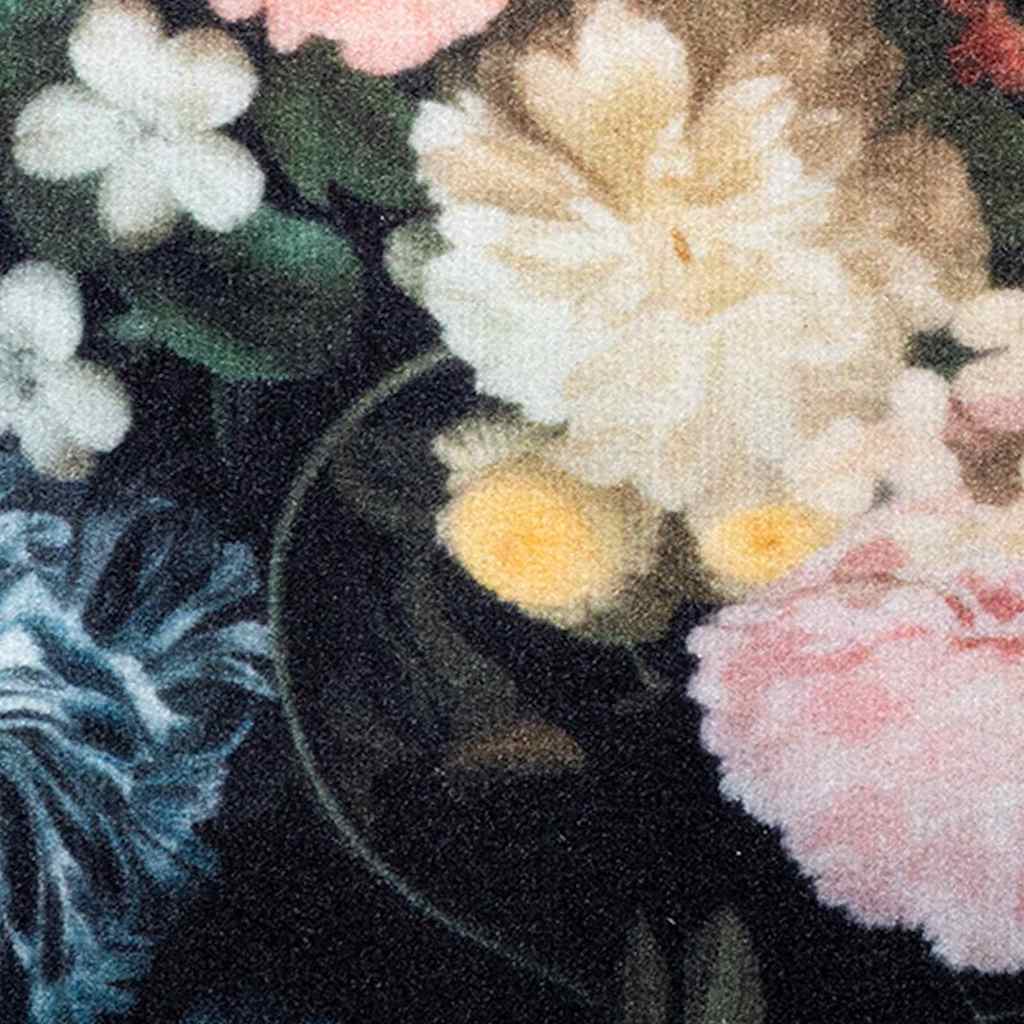 Küchenmatte Floral Schwarz 300 x 60 cm Samt