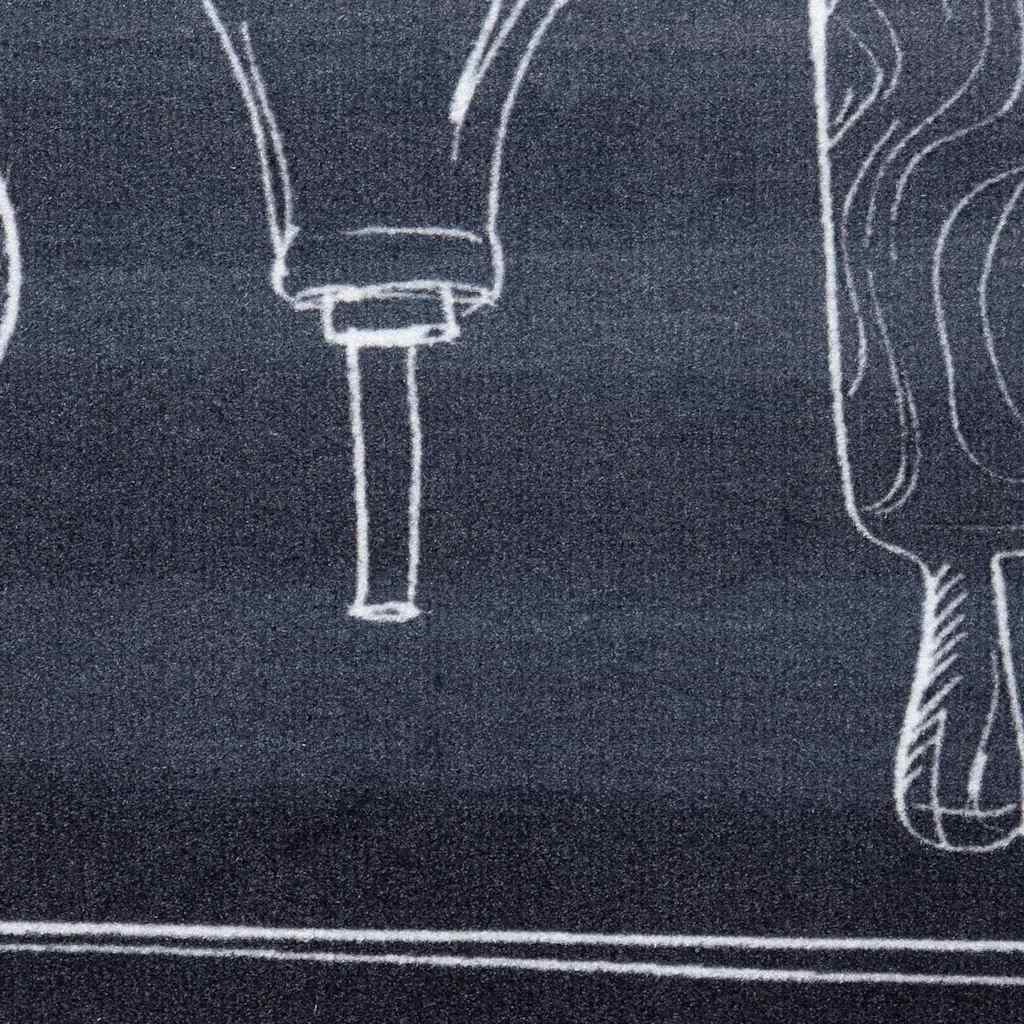 Küchenmatte Toile-de-Jouy Schwarz 150 x 45 cm Samt