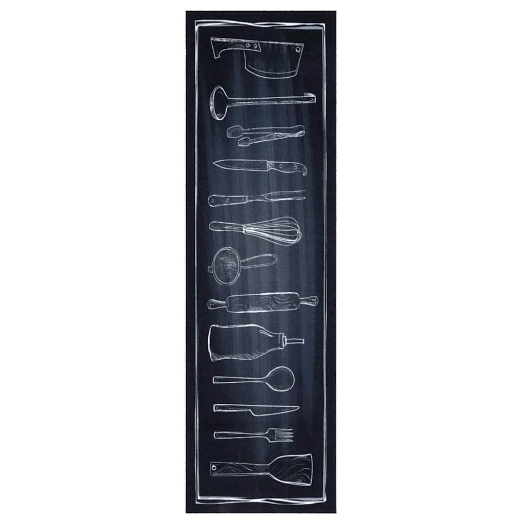 Küchenmatte Toile-de-Jouy Schwarz 150 x 45 cm Samt