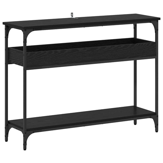 Konsolentisch mit Regal Schwarz Eichen-Optik 100 x 29 x 75 cm