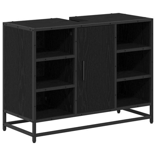 Badezimmerschrank mit Tür Schwarz Eichen-Optik 80 x 33 x 60 cm