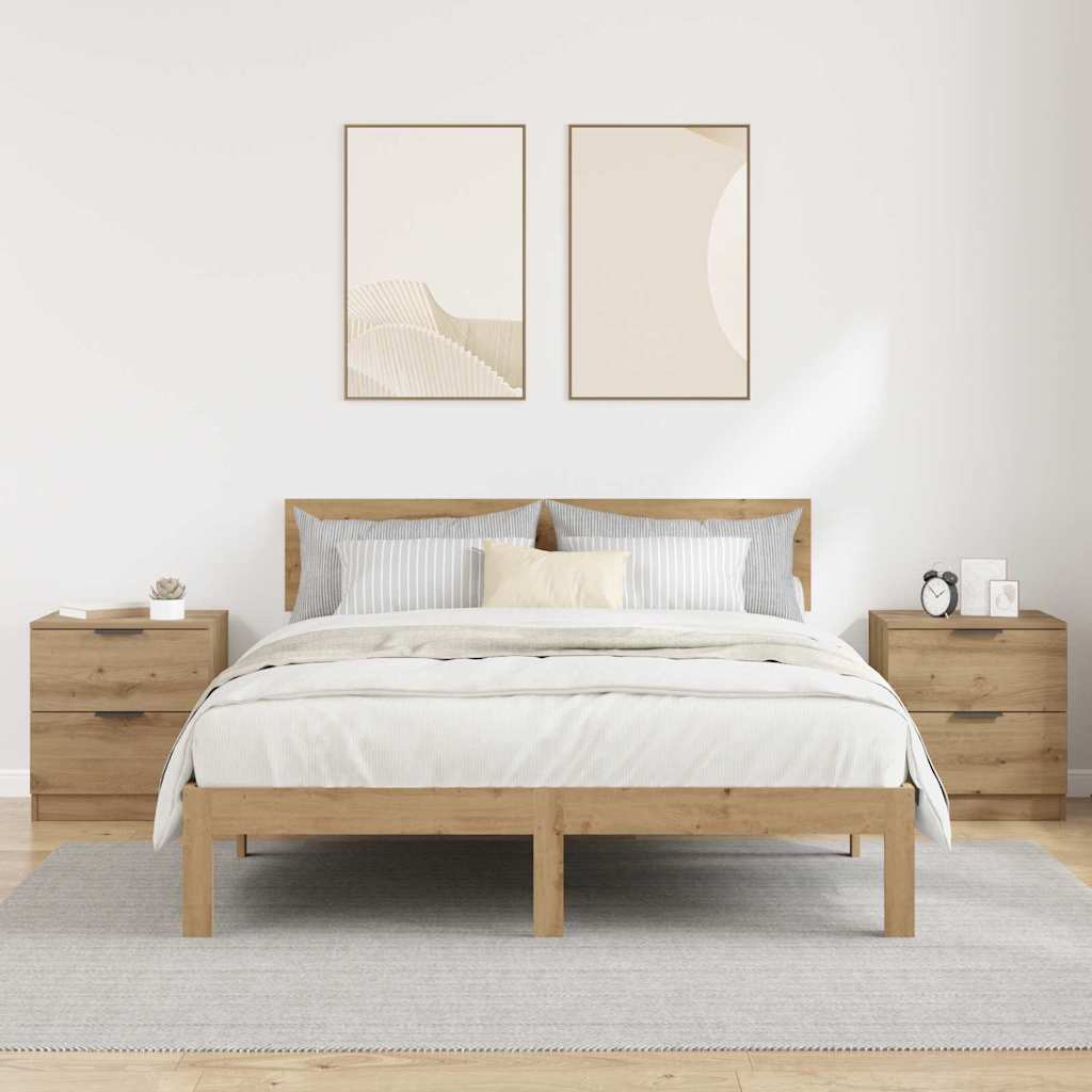 Nachttisch 2 pcs Eiche handwerklich 45 x 39 x 50 cm