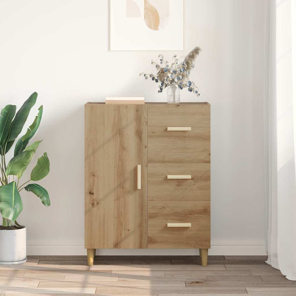 Sideboard Eiche handwerklich 34 x 69.5 x 90 cm Holzwerkstoff