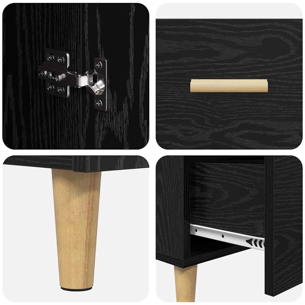 Sideboard Schwarz Eichen-Optik 34 x 69,5 x 90 cm Holzwerkstoff