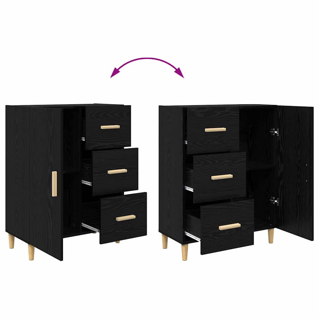 Sideboard Schwarz Eichen-Optik 34 x 69,5 x 90 cm Holzwerkstoff