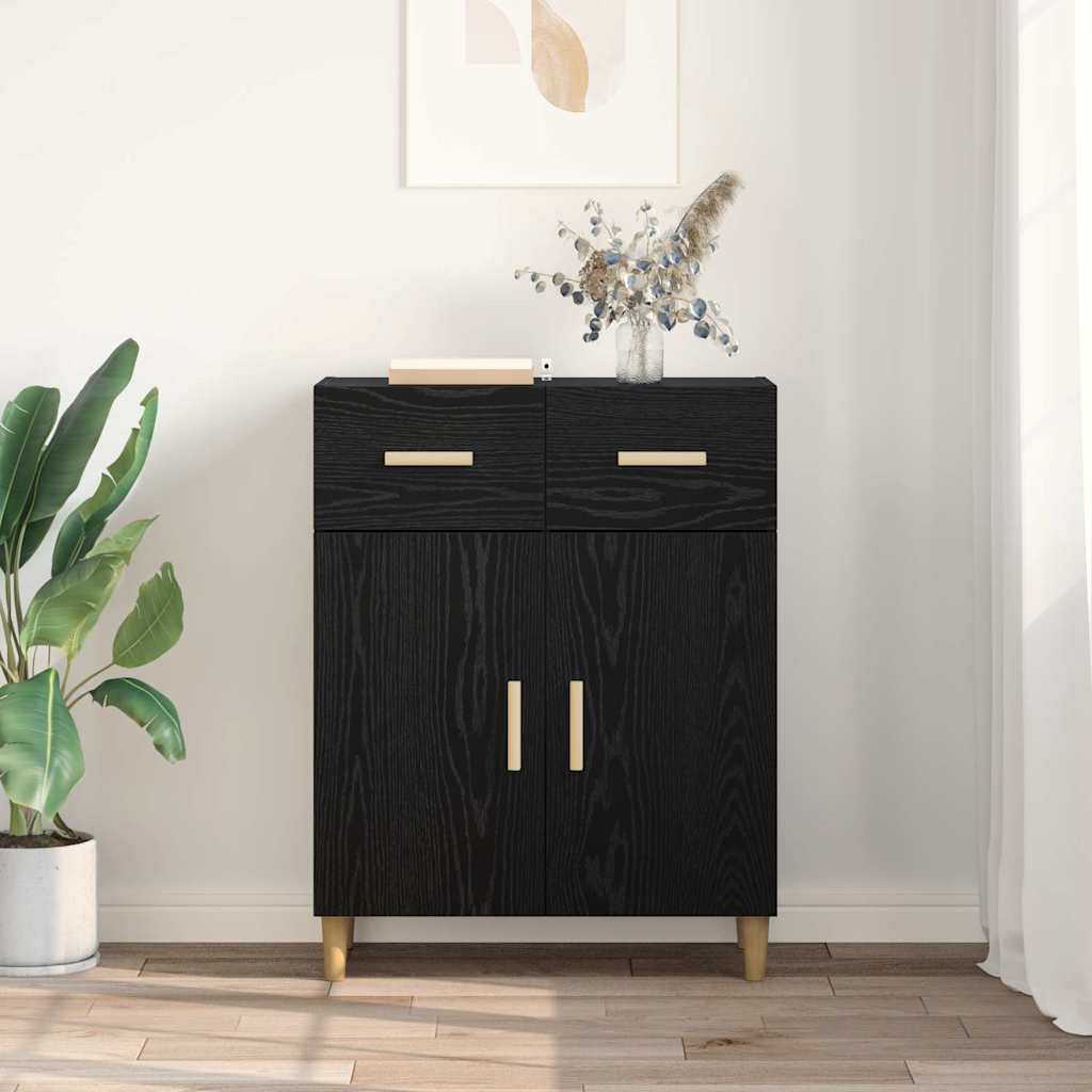 Sideboard Schwarz Eichen-Optik 34 x 69,5 x 89 cm Holzwerkstoff