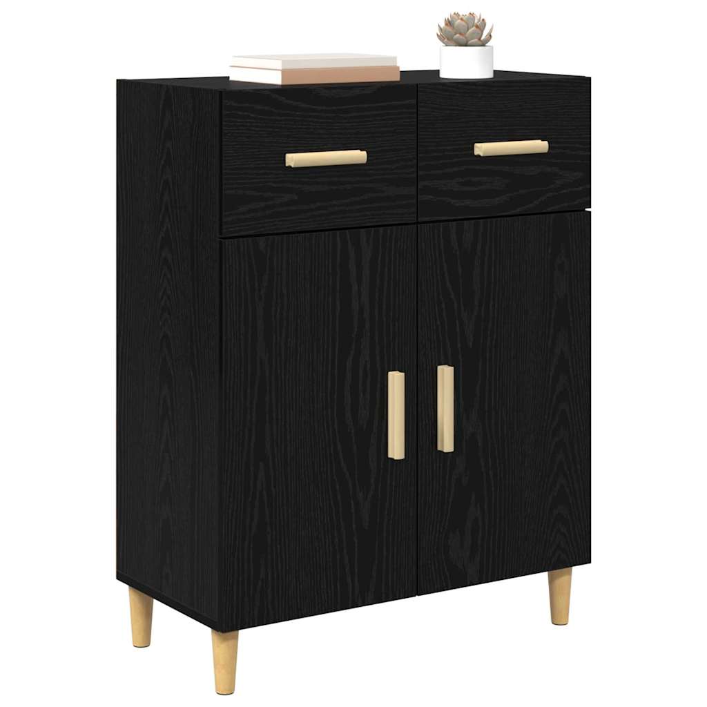 Sideboard Schwarz Eichen-Optik 34 x 69,5 x 89 cm Holzwerkstoff