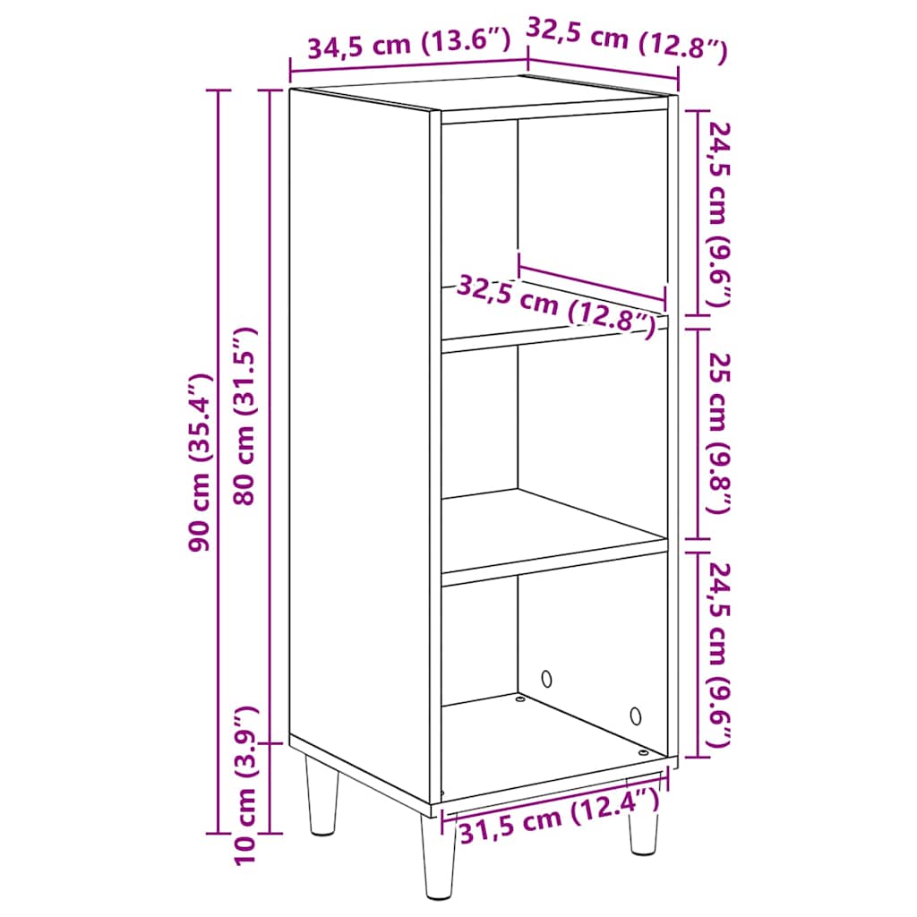 Sideboard Altholz 32,5 x 34,5 x 90 cm Holzwerkstoff