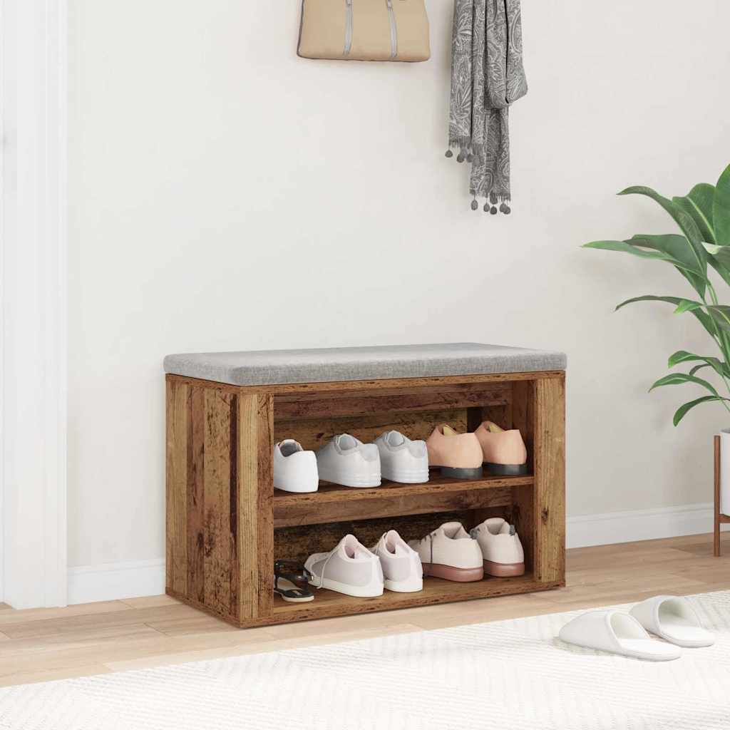 Schuhregal mit Regal Altholz 75 x 35 x 45 cm Holzwerkstoff