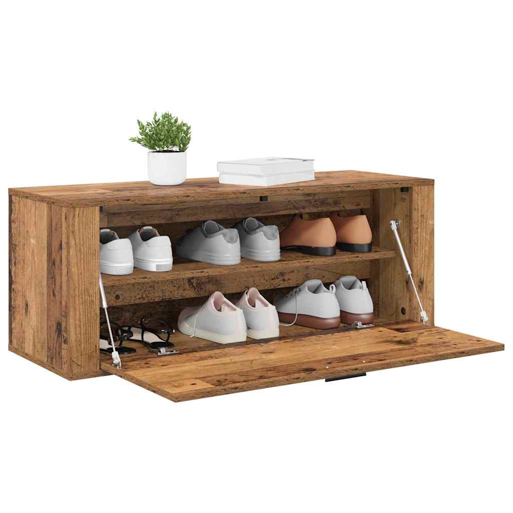 Schuhschrank mit Regal Altholz 100 x 35 x 38 cm Holzwerkstoff