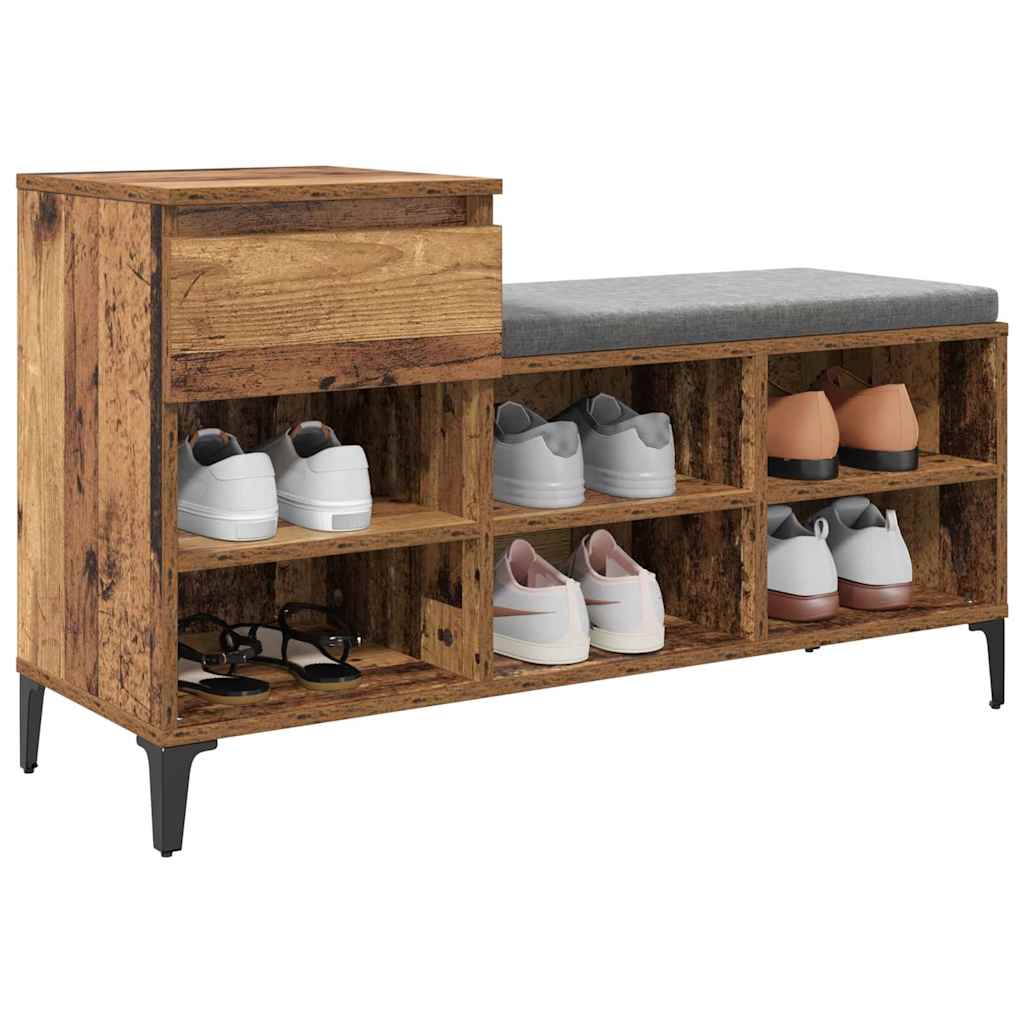 Schuhschrank mit Regal Altholz 102 x 36 x 60 cm Holzwerkstoff