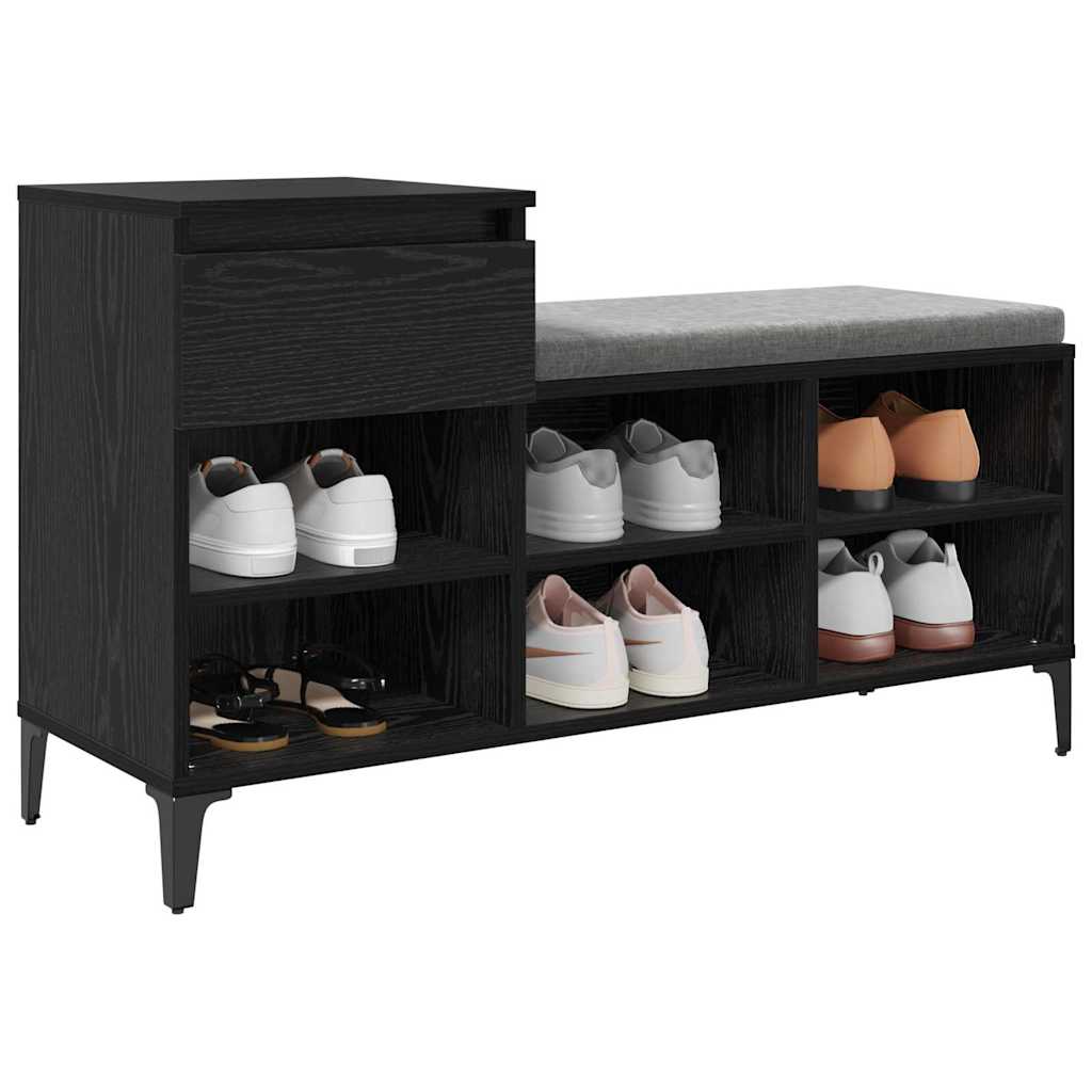Schuhschrank mit Regal Schwarz Eichen-Optik 102 x 36 x 60 cm